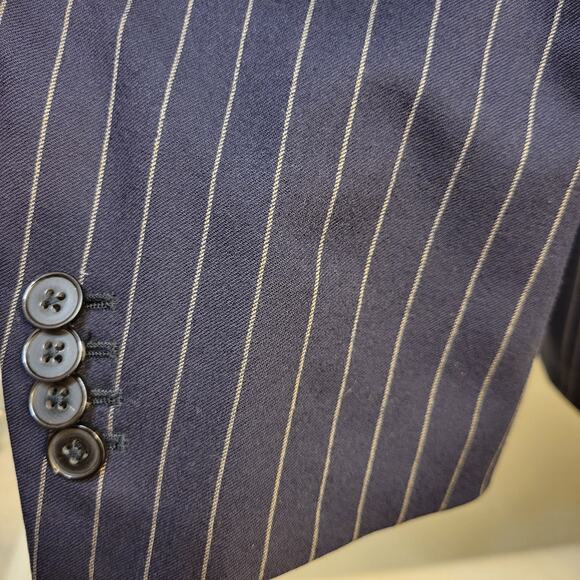 Ermenegildo Zenga Su Misura Jacket Blue with White Stripes 52L - Picture 4 of 8